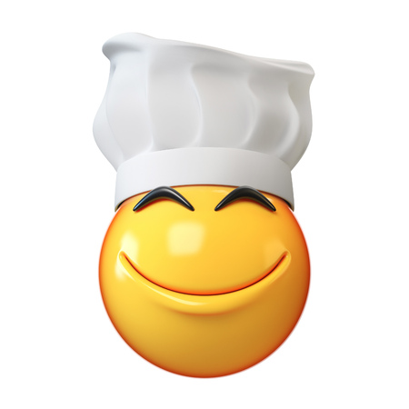 Emoji cook isolated on white background,emoticon restaurant chef 3d renderingの写真素材