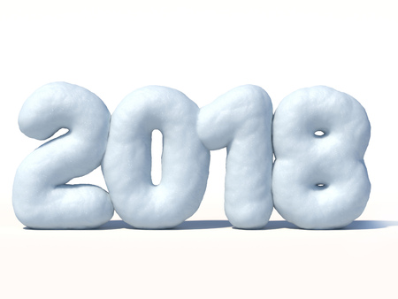 New year's 2018 numbers made of snow 3d renderingの写真素材