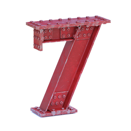 Steel I beam font 3d rendering number 7