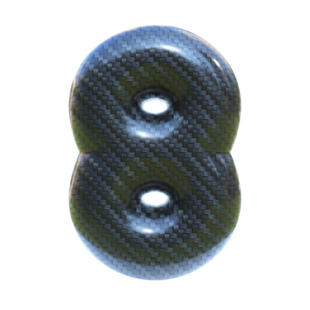 Carbon fiber font number 8  3D isolated illustration