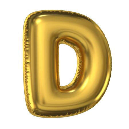 Golden balloon font 3d rendering, letter Dの写真素材