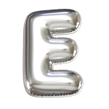 Silver balloon font 3d rendering, letter Eの写真素材