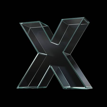 Glass font 3d rendering, letter Xの写真素材