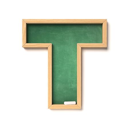 Chalkboard font 3d rendering letter Tの写真素材