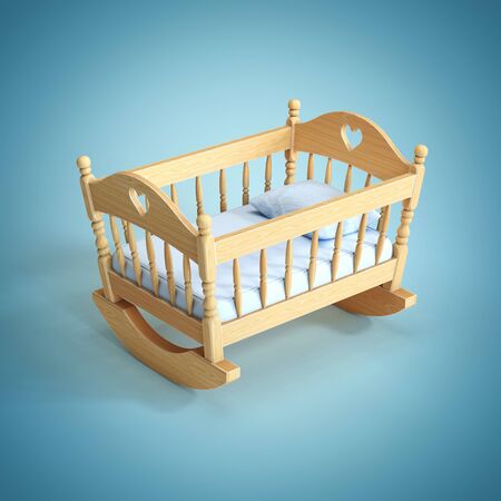 Cradle on blue background 3d renderingの写真素材