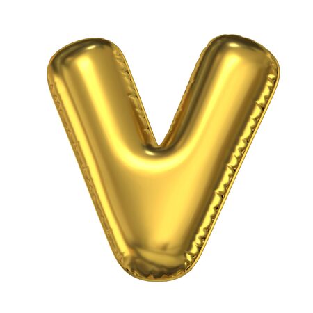Golden balloon font 3d rendering, letter Vの写真素材