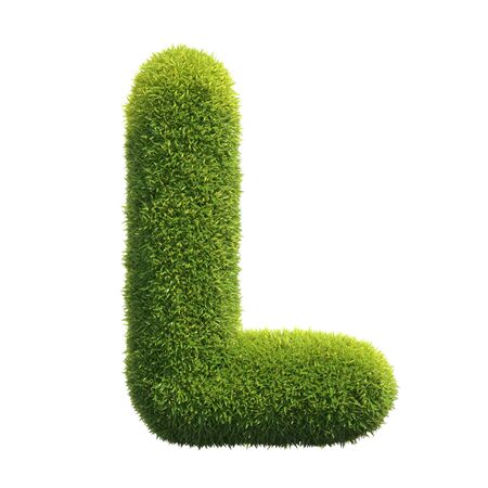 Grass font 3d rendering letter Lの写真素材