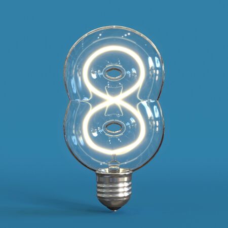 Light bulb 3d font 3d rendering number 8