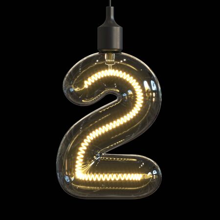 Light bulb 3d font 3d rendering number 2の写真素材