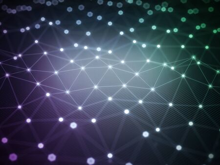 Triangular mesh, molecular structure, hi tech background 3d rendering