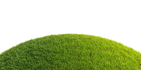 Green gras lawn hummock on white background 3d renderingの写真素材