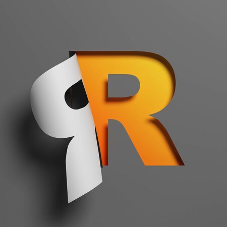 Curl paper font 3d rendering letter Rの写真素材