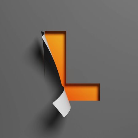 Curl paper font 3d rendering letter Lの写真素材