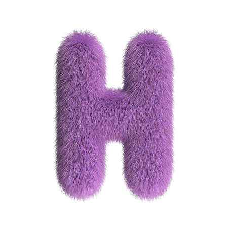 Hairy font, furry alphabet, 3d rendering, letter Hの写真素材