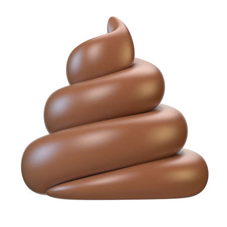 Poop icon isolated on white background, poo emoticon 3d renderingの写真素材