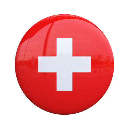 Switzerland national flag badge, nationality pin 3d renderingの写真素材