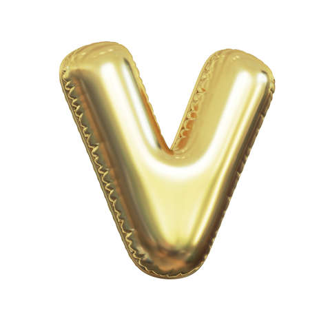 Pink metallic balloon font 3d rendering, letter Vの写真素材