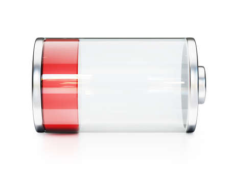 Empty battery icon on white background 3d rendering