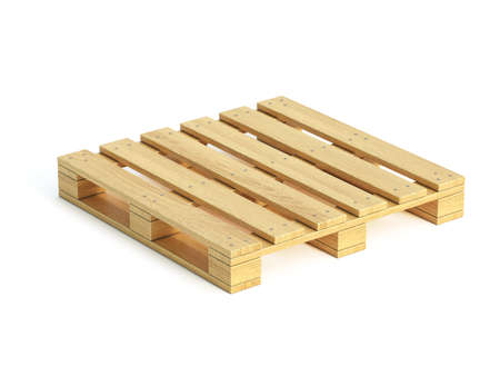 Wooden pallet isolated on white background 3d rendering