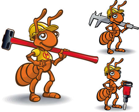 Vector mascot ant builderのイラスト素材