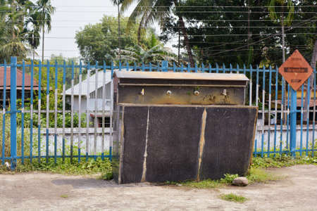Abandoned trash can.の写真素材