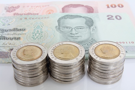 many coin and bank  in thai baht.の写真素材
