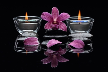 Spa Thai Include orchid , stone ,candle  and Turmericの写真素材