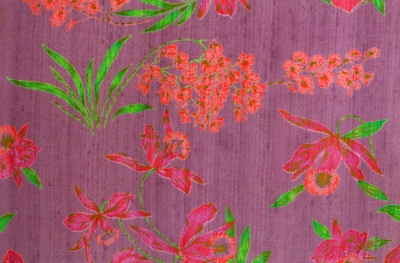 Fabric printing flower pattern on Thai silk 