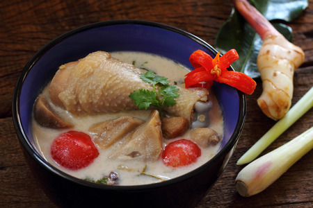 Chicken in coconut milk and galangal  Thai food.の写真素材
