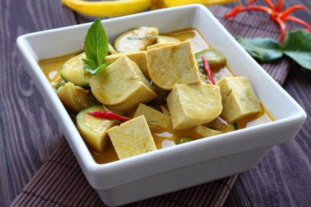Green curry Tofu  vegetable food Thai style.の写真素材