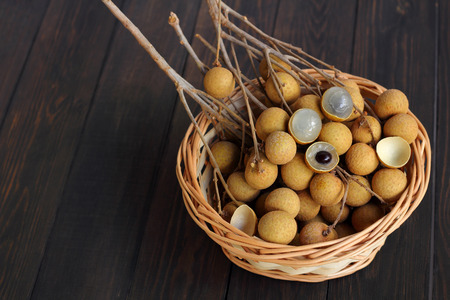 Langan fresh is fruit sweet taste  wood background.の写真素材