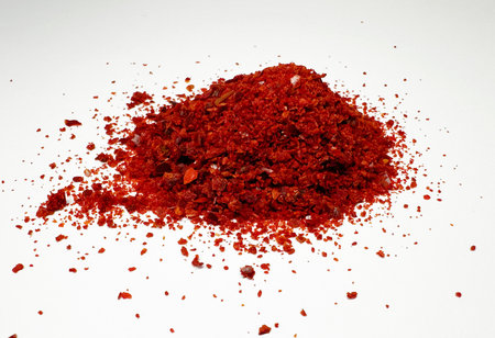 Pile of Vibrant Red Crushed Chili Flakesの写真素材