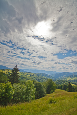 Background carpathian hills. Ukraine. Verticalの写真素材