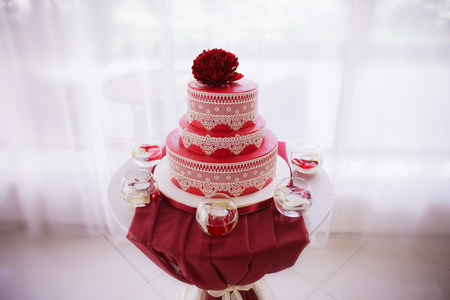 Red Wedding cakeの写真素材