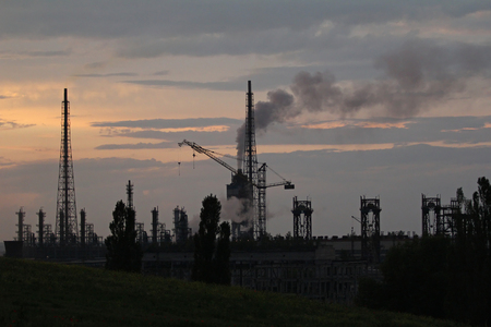 factory in the darkの写真素材