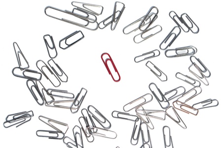 paper clips on white backgroundの写真素材