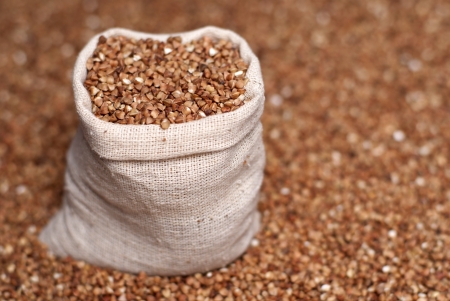 buckwheat in sacの写真素材