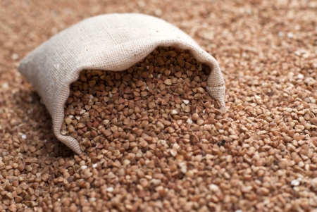 buckwheat in sacの写真素材