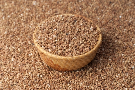 buckwheat in basketの写真素材