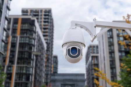 Modern urban surveillance systems. Residential access controlの写真素材