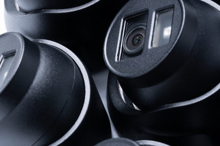 Black dome security cameras for home and office.