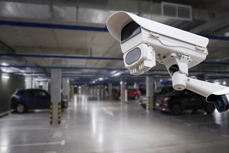 cctv camera installed on the parking lot to protection security
