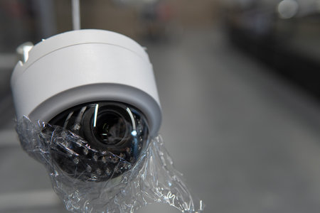 installation of indoor video surveillance systems. close up.
