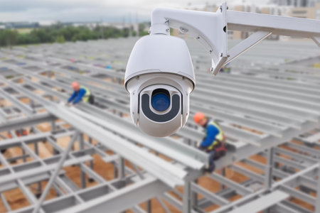 CCTV with Blurring Building construction background