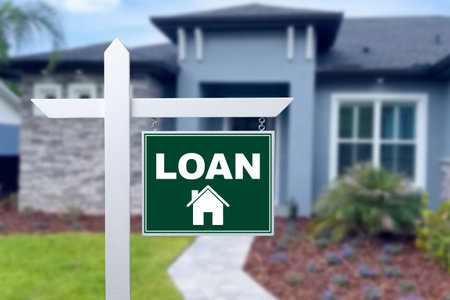 LOAN sign against a house. close-upの写真素材