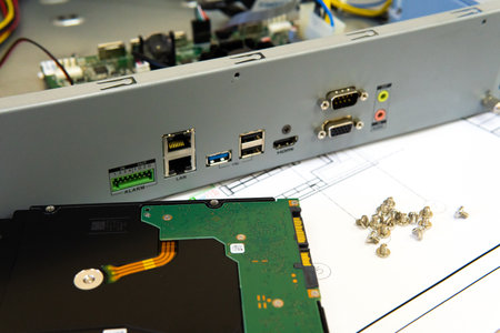 Install of digital video recorder. HDD. DVR.