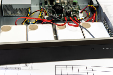 installation of hard drives in a video surveillance system, video surveillance.の写真素材