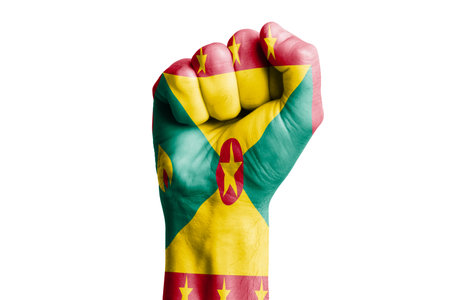 Man hand fist of GRENADA flag painted. Close-upの写真素材