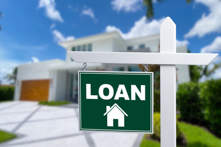 LOAN sign against a house. close-upの写真素材