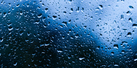 Water drop on glass. Water drops background. banner for website, long wide bannerの写真素材